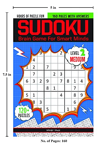 Sudoku - Brain Games for Smart Minds Level 2 Medium : Brain Booster Puzzles for Kids, 120+ Fun Games