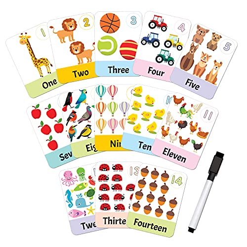 Flash Cards Numbers - 30 Double Sided Wipe Clean Flash Cards for Kids (with Free Pen)
