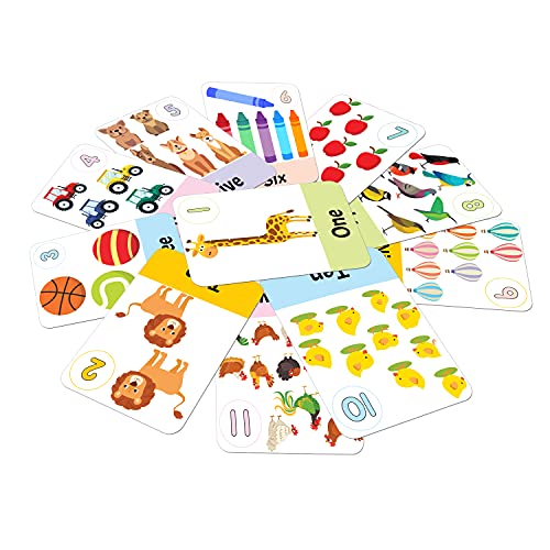 Flash Cards Numbers - 30 Double Sided Wipe Clean Flash Cards for Kids (with Free Pen)