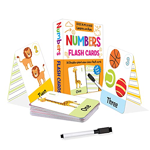 Flash Cards Numbers - 30 Double Sided Wipe Clean Flash Cards for Kids (with Free Pen)
