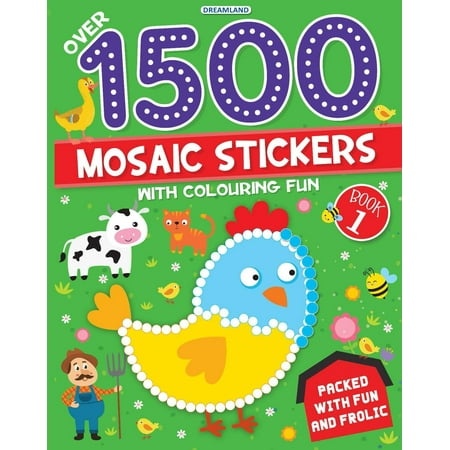 1500 Mosaic Stickers Book 1 with Colouring Fun - Sticker Book for Kids Age 4 - 8 Years
