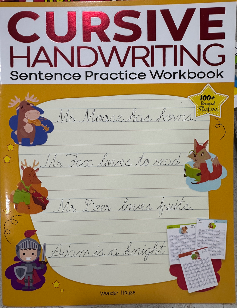 Cursive Handwriting : Sentence: Practice Workbook for Children, by Wonder House Books