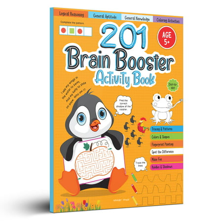201 Brain Booster Activity Book - Fun Activities and Exercises for Children Tracing & Pattern Colors & Shapes Maze (Paperback)
