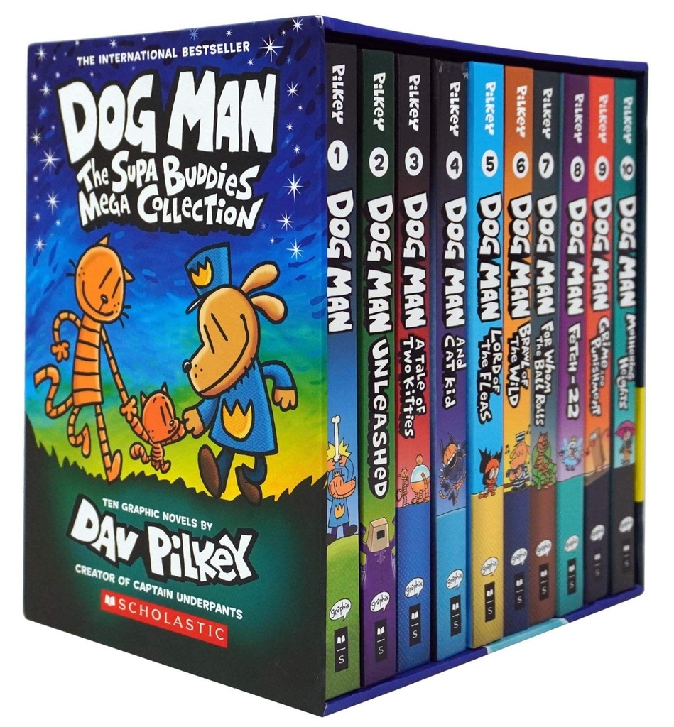 Damaged - Dog Man 1-10: the Supa Buddies Mega Collection by Dav Pilkey 10 Books Set - Ages 6-12 - Hardback - T 37