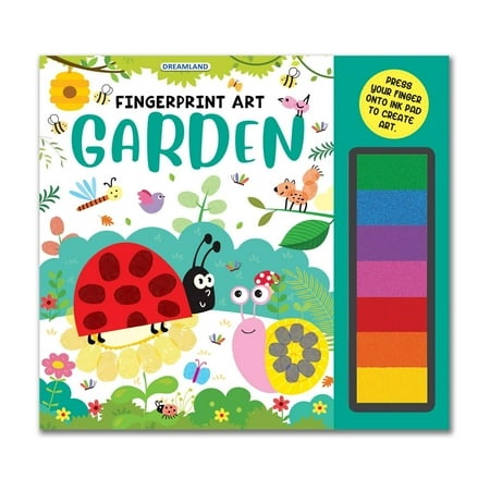 Garden Fingerprint Art Activity Book for Children Age 4 - 9 Years with Thumbprint Gadget | Colouring Book for Kids